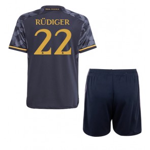Real Madrid Antonio Rudiger #22 Koszulka Wyjazdowych Dziecięca 2023-24 Krótki Rękaw (+ Krótkie spodenki)